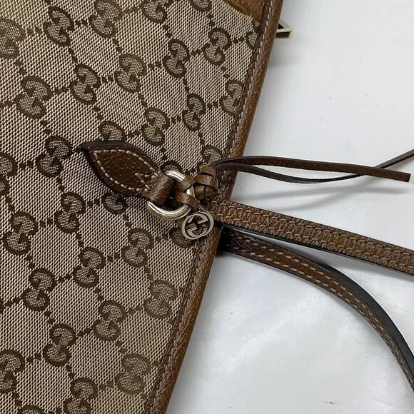 Authentic Gucci Brown Canvas Tote Bag mn391-021726